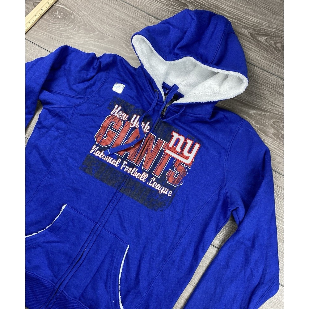 NFL Team Apparel Women's New York Giants Full Zip Logo Hoodie Blue Large New